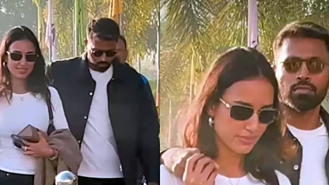 Twinning In White, Hardik Pandya And Mahieka Sharma Set Major Couple Goals