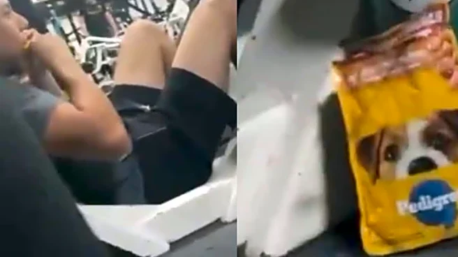 Man Eats Dog Food Before Leg Press Exercise, Internet Is Worried About Him: ‘Chasing Protein The Wrong Way’