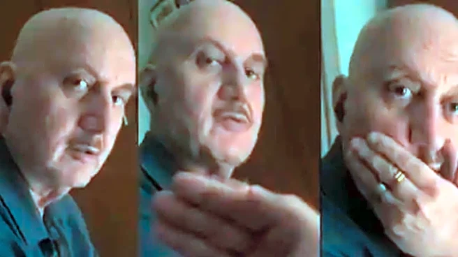 Anupam Kher Yells ‘Aisa Nahi Karte’ After Son Sikandar Kher Hits Him On Cheek | Watch