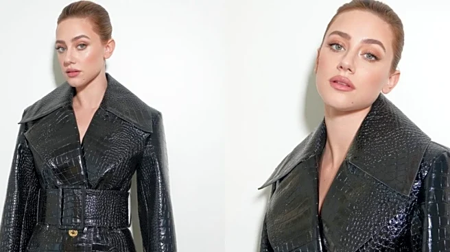 Lili Reinhart Looks Cools In A Crocodile Skin Black Patou Trenchcoat At Paris