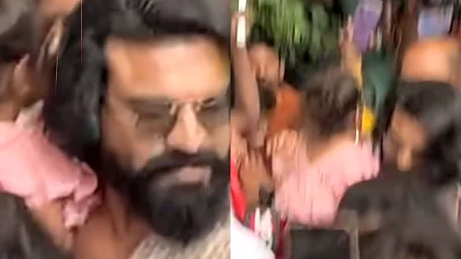 Ram Charan Struggles To Shield Daughter Klin Kaara Amid Huge Crowd Outside Hyderabad Hospital | Video