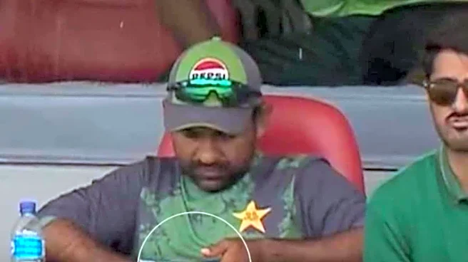Sarfaraz Ahmed Caught Breaking ICC Rule, Uses Mobile Phone During IND Vs PAK U19 World Cup Match
