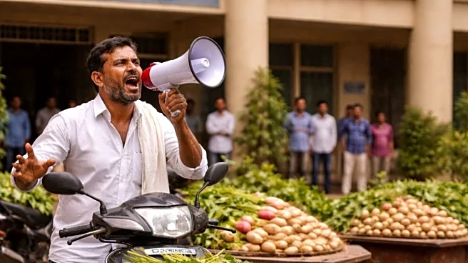 A Farmer, A Megaphone And His Radish Harvest Outside A Govt Office In Karnataka