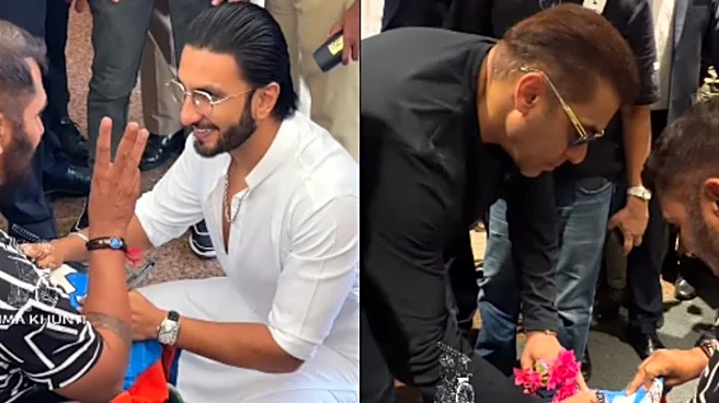 Ranveer Singh, Salman Khan Meet Cricketer Bhima Khunti At Jamnagar Airport After Anant Ambani’s Birthday Bash
