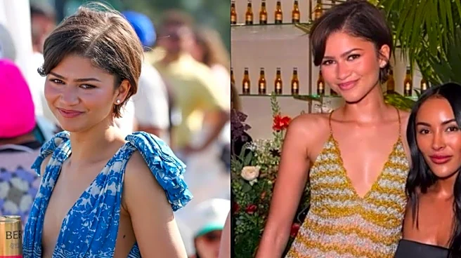 Zendaya Rocks Blue Sundress & Gold Netted Dress To Support Tom Holland At Padel Event