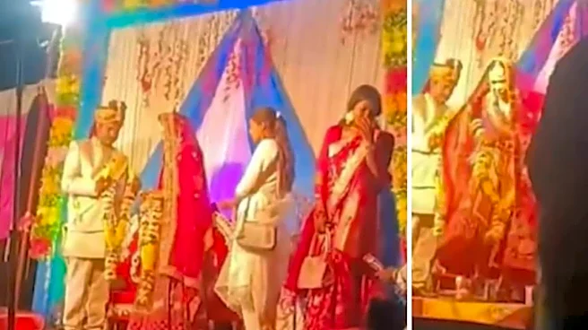 Bride Runs Off Wedding Stage In MP, Allegedly Chooses Lover During Garland Ceremony | Video