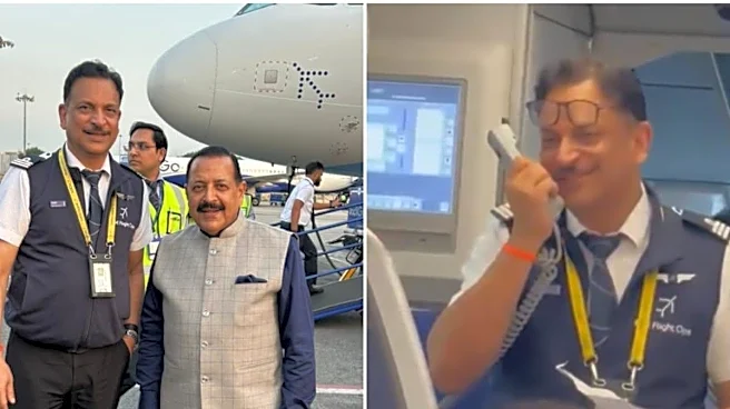 BJP MP Pilots Indigo Flight, Gives Mid-Air Welcome To Ashwini Vaishnaw, Jitendra Singh | Video