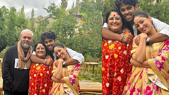 Yami Gautam Looks Festive-Chic In A ₹2,549 Floral Silk Suit Set For Brother Ojas’ Birthday