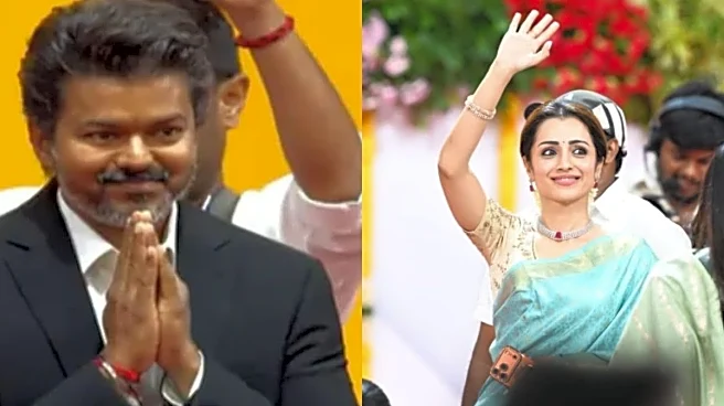 Vijay Swaps Khakis For A Blazer As Trisha Krishnan Stuns In Blue Kanjeevaram At Swearing-In Ceremony In Chennai