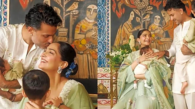 Sonam Kapoor Ahuja And Family Welcome Rudralokh In Custom Anamika Khanna