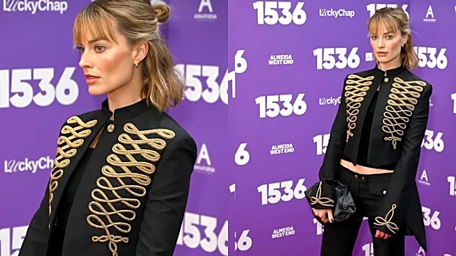 Margot Robbie Makes Band Uniform Look Chic In Alexander McQueen Cropped Military Jacket