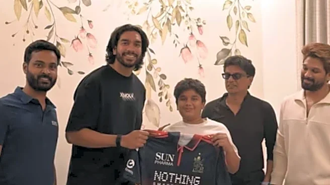 Venkatesh Iyer Meets Allu Arjun And His Cricket-Loving Son Ayaan, Gifts Signed Jersey