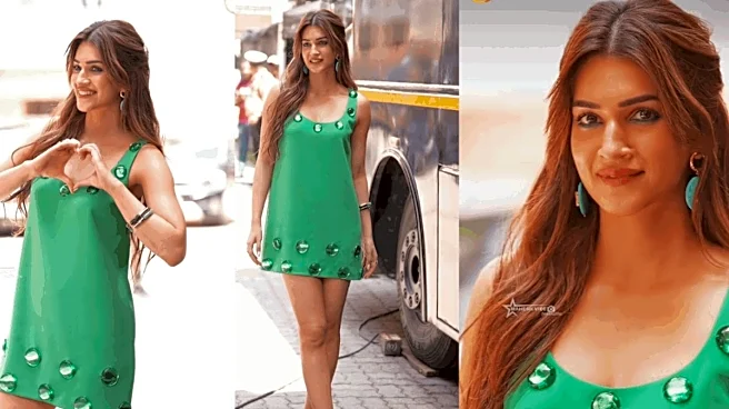 Kriti Sanon Brings Playful Glamour To Cocktail 2 Promotions In A ₹67,000 Emerald Alexis Mini