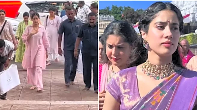 Janhvi Kapoor Climbs 3,550 Steps Barefoot To Tirumala Temple, Seeks Blessings As Peddi Releases In Theatres