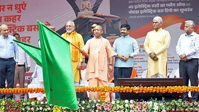 CM Yogi Flags Off 45 Electric, 3 Hydrogen-Powered Buses For Noida's Jewar Airport Connectivity