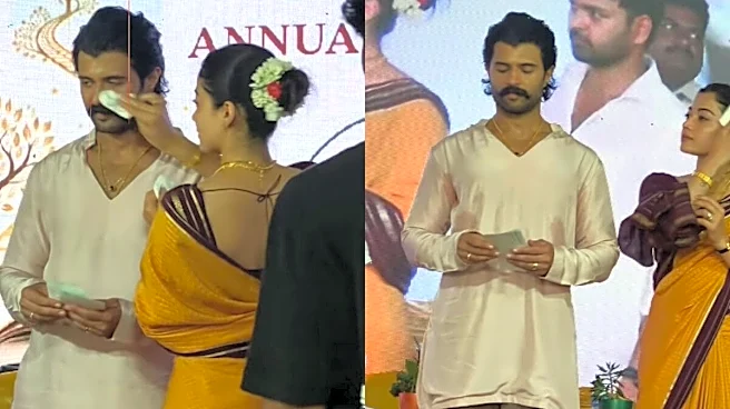 Rashmika Mandanna Fixes Vijay Deverakonda’s Moustache In Viral Video, Fans Call It Adorable | VIDEO