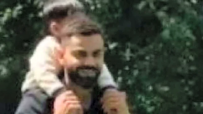 Viral Moment! Virat Kohli Gives Akaay A Piggyback Ride On Family Outing