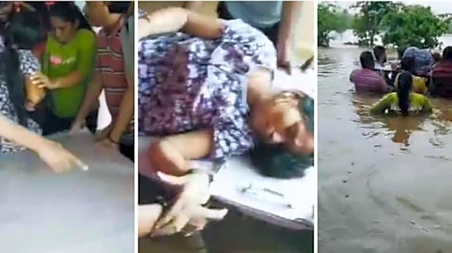 No Ambulance Amid Floods, Maharashtra Locals Turn Door Into Stretcher For Pregnant Woman