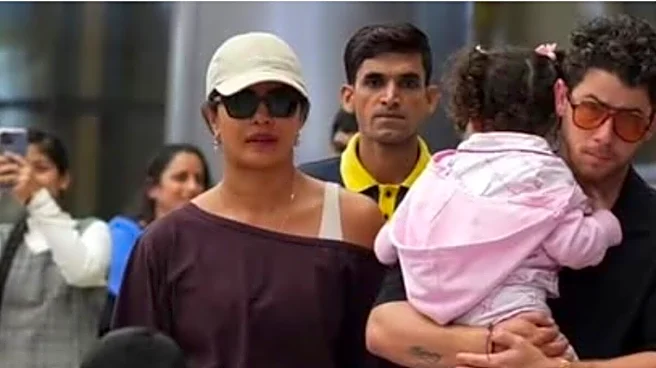 Priyanka Chopra Arrives In Hyderabad For Varanasi Shoot; Nick Jonas And Malti Marie Accompany Her