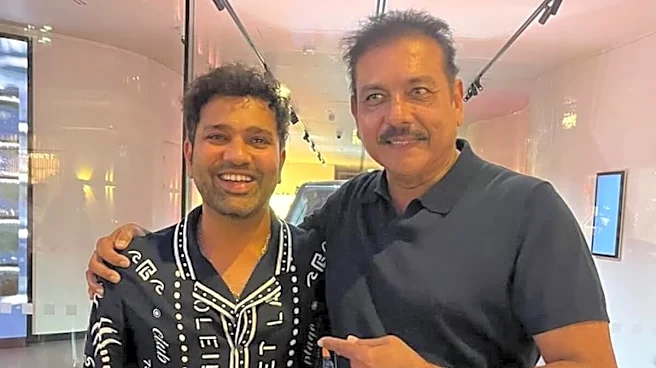 Rohit Sharma Looks '10 Years Younger' As Ravi Shastri Bumps Into India Star