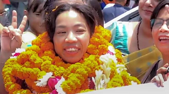 Watch: After Winning 3rd Successive CWG Gold Medal, Mirabai Chanu Receives Heroes' Welcome On Return