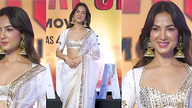 Sonal Chauhan Turns Heads In An Ethereal White-and-Silver Saree At Mirzapur: The Movie Trailer Launch