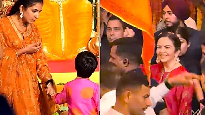 Ganesha Chaturthi 2026: Nita Ambani Goes Regal In Red, Radhika Merchant Brings Festive Glamour In Orange