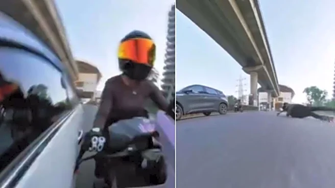 On Cam: Gurugram Woman On Sports Bike Hit By Car After Asking Driver To Keep Distance