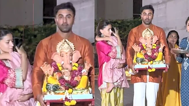 Alia Bhatt Protects Raha From Cameras During Ganpati Visarjan; Ranbir Kapoor Carries Idol | VIDEO