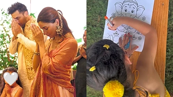 Alia Bhatt Shares Inside Pics From Ganesh Chaturthi; Ranbir Kapoor Performs Aarti, Raha Draws Ganpati