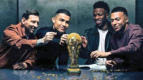 Lego FIFA 2026 ad features Messi Ronaldo Mbappe Vinicius Junior
