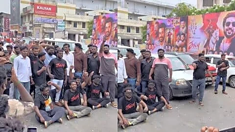 Actor Suriya's fans protest 'Karuppu' sudden postponement outside Puducherry theaters