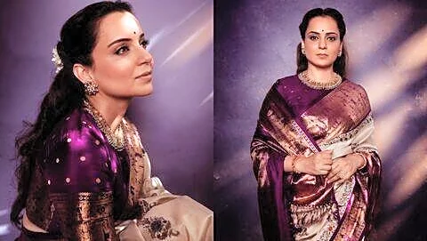 Ranaut wears ivory Kanjeevaram at 'Bharat Bhhagya Viddhaata' trailer
