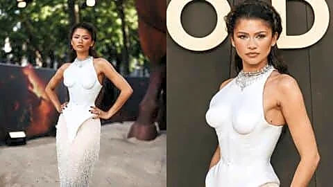 Zendaya's Schiaparelli flown by Roach to 'The Odyssey' London premiere