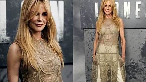 Kidman wears sheer Fendi tunic at 'Lioness's NYC premiere