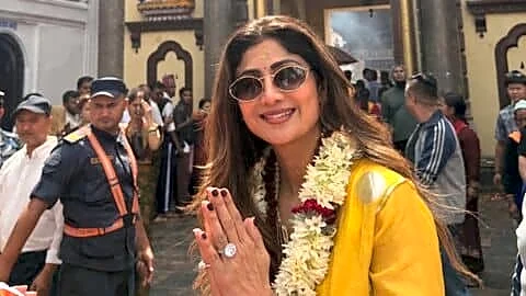 Shetty posts Pashupatinath Temple photo wearing bright yellow traditional outfit