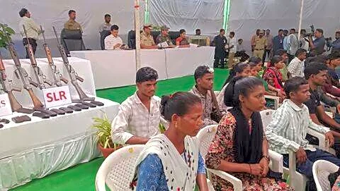 Maoists surrender in Hyderabad, 42 hand over weapons to police