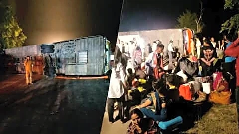 Noida-Bihar double-decker flips on Yamuna Expressway, at least 20 injured