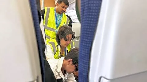 Doctor and IndiGo crew assist passenger before Bengaluru Delhi takeoff