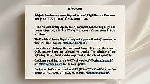 NTA releases NEET UG 2026 provisional answer key and responses
