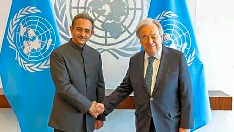 Kirti Vardhan Singh meets UN chief Antonio Guterres at IMRF