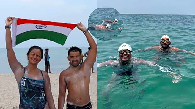 Bengaluru couple becomes 1st pair to swim Sri Lanka-India