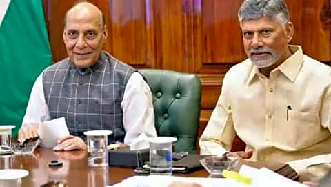 Rajnath Singh, N Chandrababu Naidu launch AMCA infrastructure in Puttaparthi