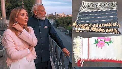 Modi gifts Northeast silk stoles to Giorgia Meloni in Italy