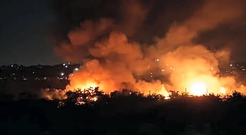 Shastri Park furniture market fire destroys shops, injures Delhi firefighter