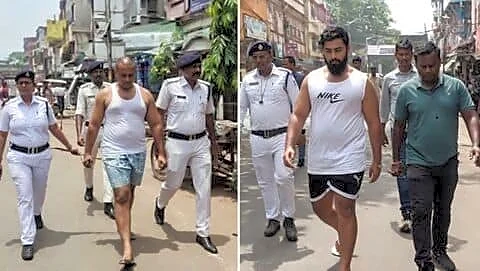 Howrah police parade Akash Singh in vest shorts sparking debate