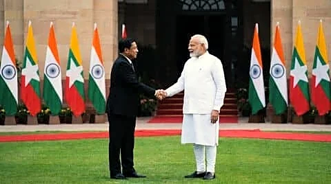 Narendra Modi meets Myanmar's Min Aung Hlaing in New Delhi