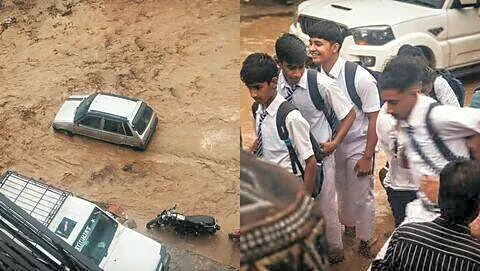 Three cloudbursts in J&K trap vehicles, locals rescue schoolchildren