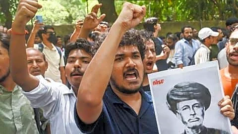 Delhi university students protest exam leaks, seek Dharmendra Pradhan's resignation