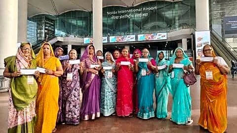 Women farmers honored as 1st flyers from Noida airport